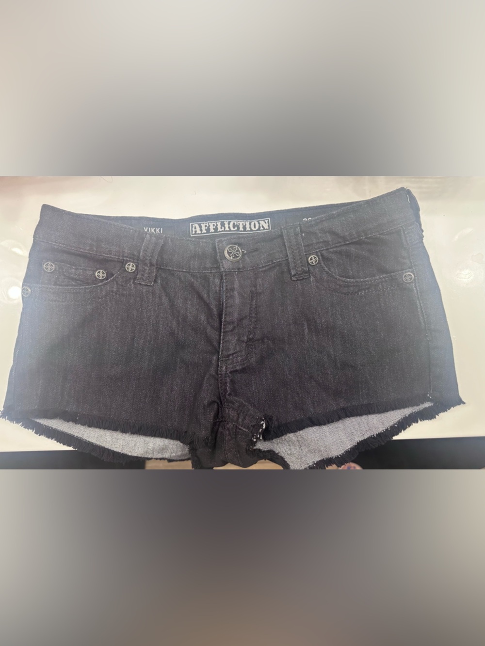 Affliction Women's Black Denim Cutoff Shorts